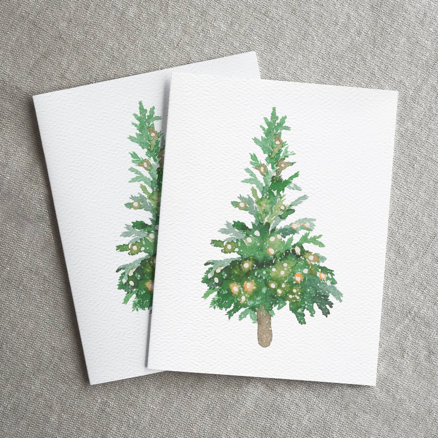 Blue Thistle - Boxed Set of 6 or 12 Holiday Greeting Cards, Christmas Trees: Boxed set of 6 cards