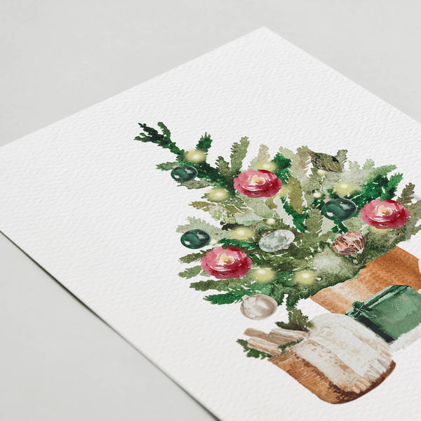 Blue Thistle - Boxed Set of 6 or 12 Holiday Greeting Cards, Christmas Trees: Boxed set of 6 cards