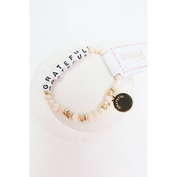 Crystal Bead Bracelet Strength & Grateful