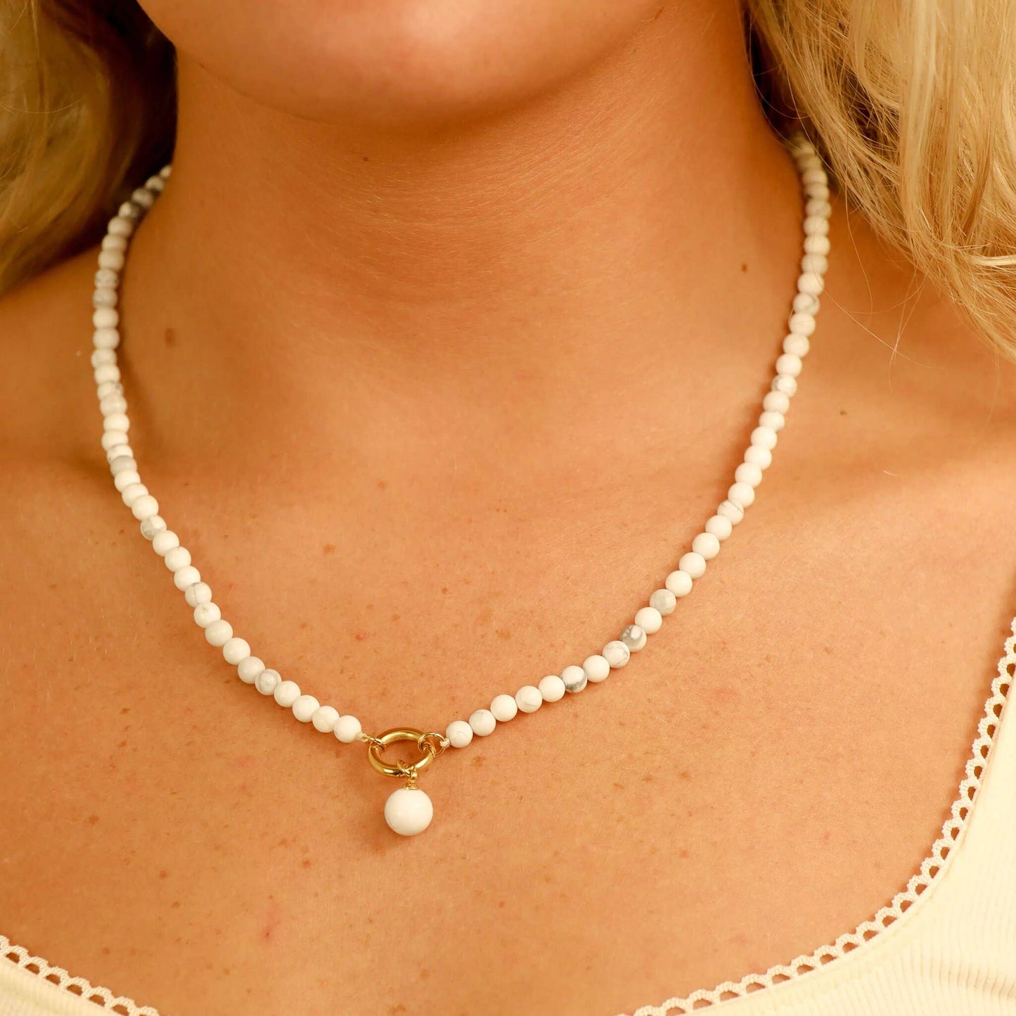 WJW - Semi Precious Natural Stone Charm Keeper Necklace