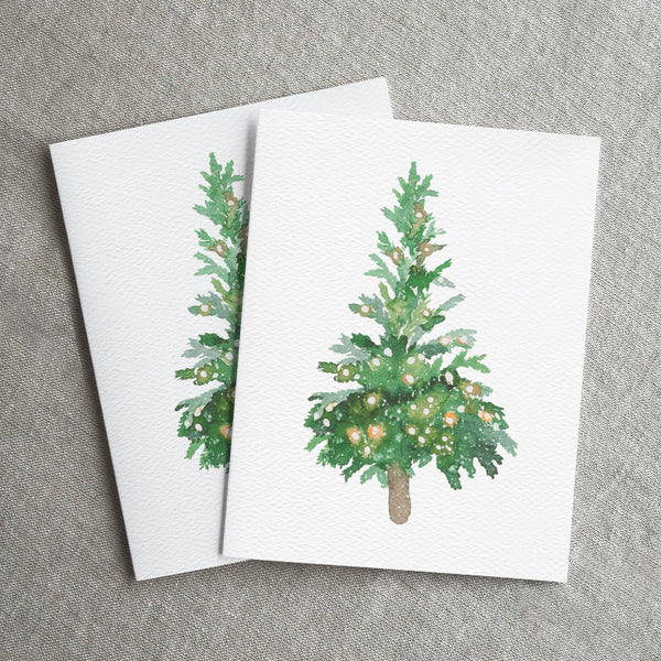 Blue Thistle - Boxed Set of 6 or 12 Holiday Greeting Cards, Christmas Trees: Boxed set of 6 cards