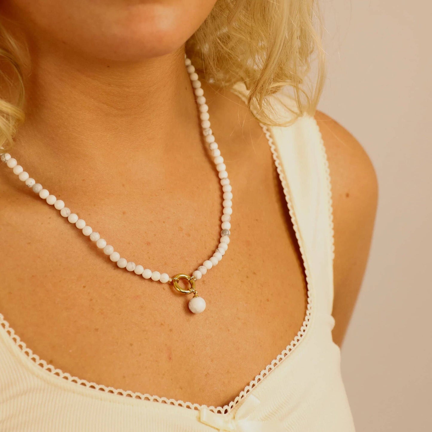 WJW - Semi Precious Natural Stone Charm Keeper Necklace