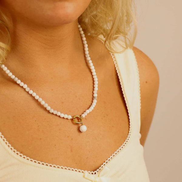 WJW - Semi Precious Natural Stone Charm Keeper Necklace