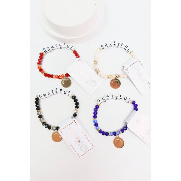 Crystal Bead Bracelet Strength & Grateful