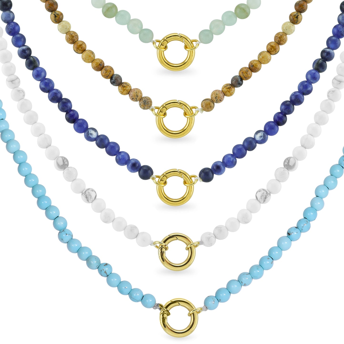 WJW - Semi Precious Natural Stone Charm Keeper Necklace