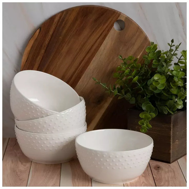 White Maison Blanc Hobnail Bowls