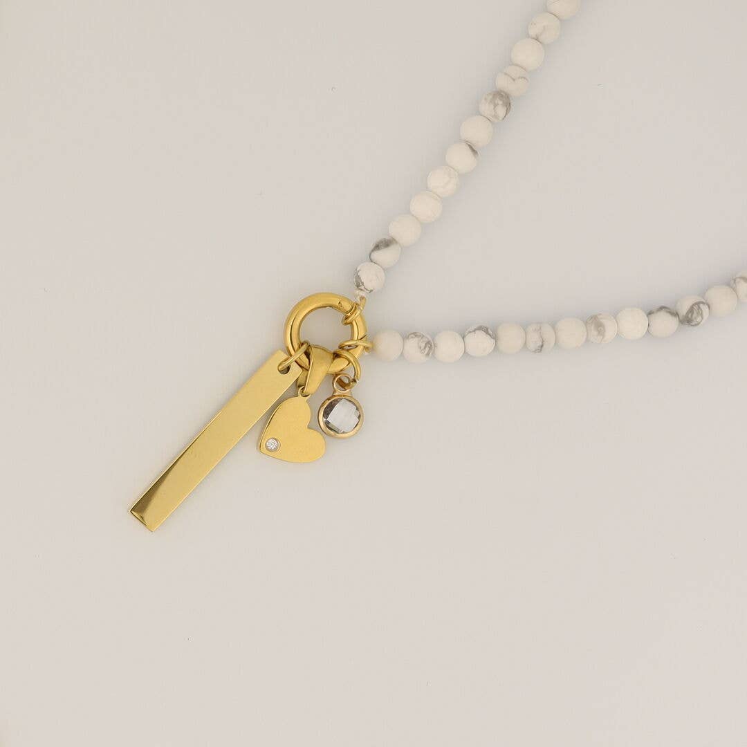 WJW - Semi Precious Natural Stone Charm Keeper Necklace