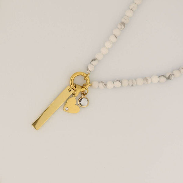 WJW - Semi Precious Natural Stone Charm Keeper Necklace