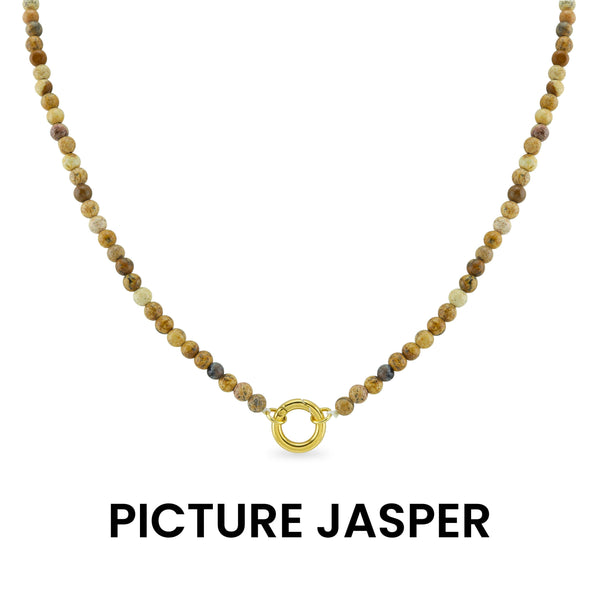 WJW - Semi Precious Natural Stone Charm Keeper Necklace