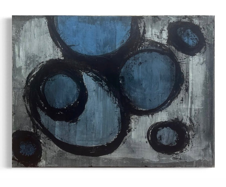 Art Untitled (21) 18"x24" (Blue Black Circles)