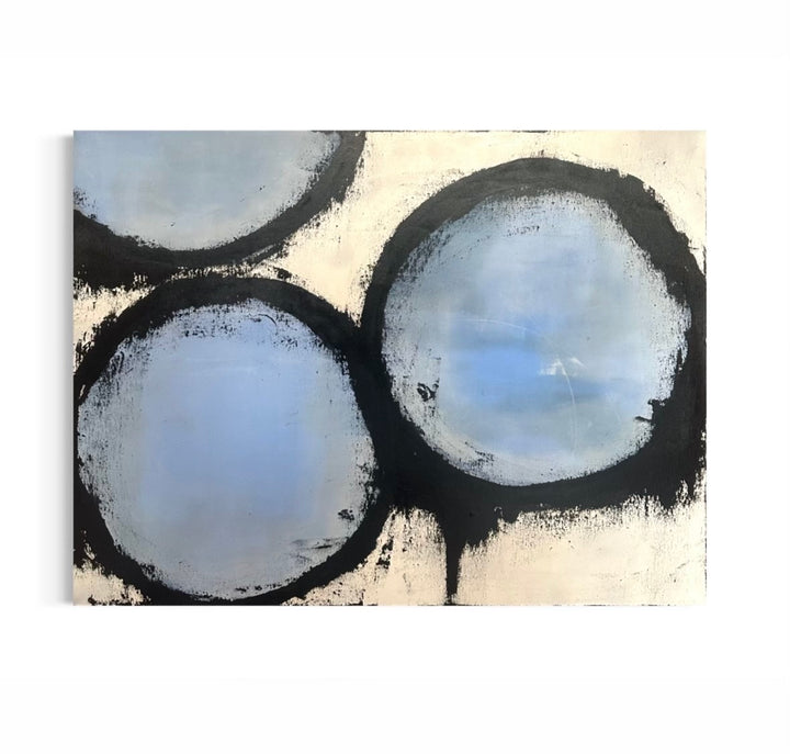 Art Untitled (23) 30" x 40" (White/Blue Circles/Black Trim)