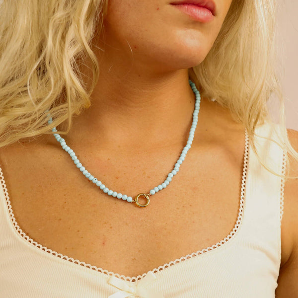 WJW - Semi Precious Natural Stone Charm Keeper Necklace