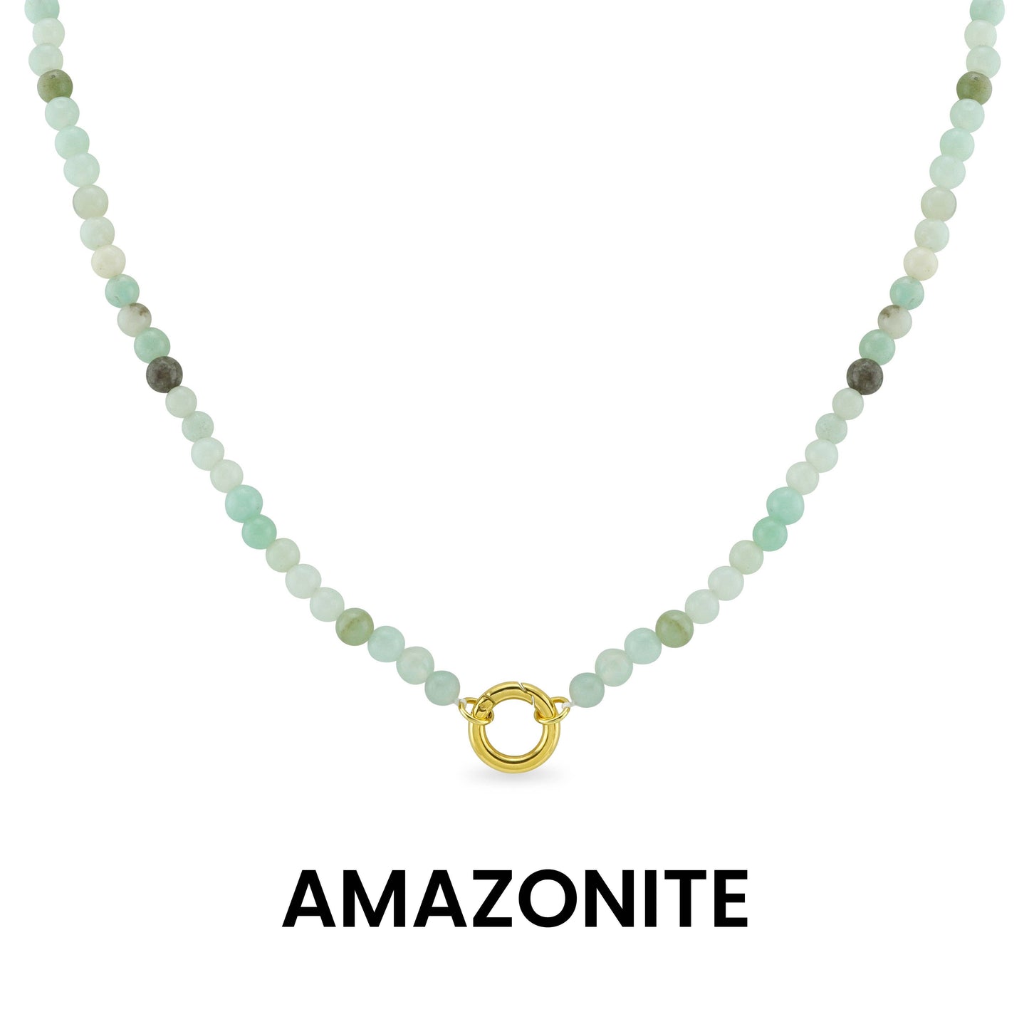 WJW - Semi Precious Natural Stone Charm Keeper Necklace