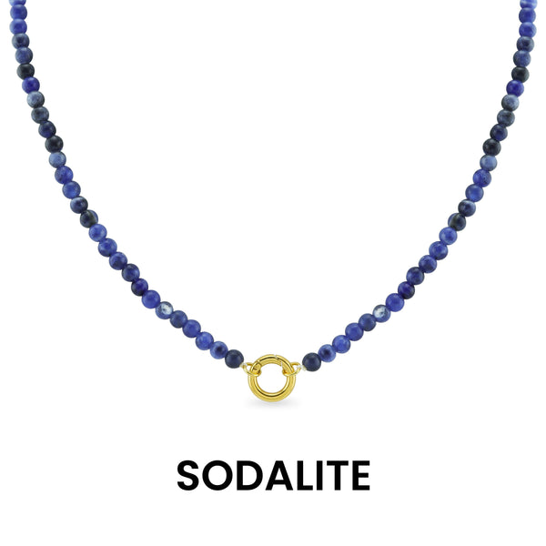 WJW - Semi Precious Natural Stone Charm Keeper Necklace